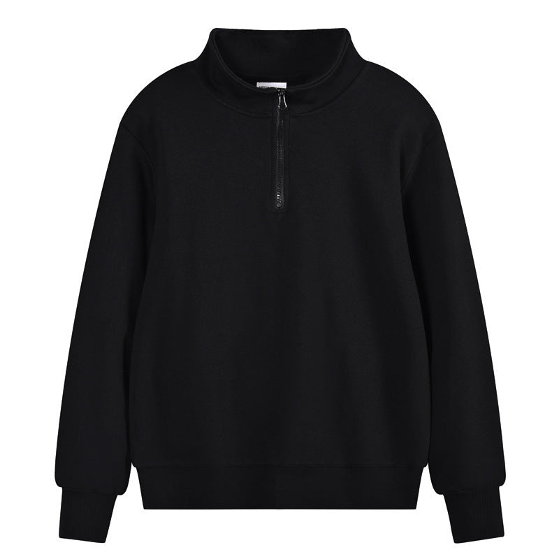 Heavy Pearl Air Layer Semi-access Control Zipped Stand Collar Sports Sweater