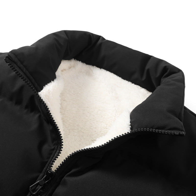 Lambswool Lining Stand-up Collar Cotton-padded Clothes
