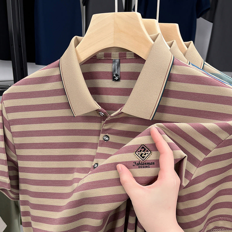 Striped Casual Men's Short Sleeve