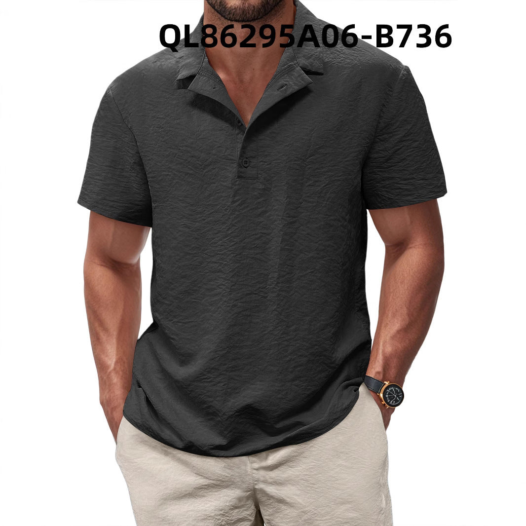 Printed Men's Loose Trendy Short Sleeve Lapel Shirt