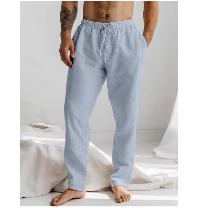Summer Men's Pants Elastic Waist Breathable Trousers