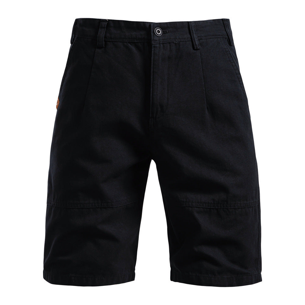 Straight Five-point Pure Color All-matching Workwear Shorts Men