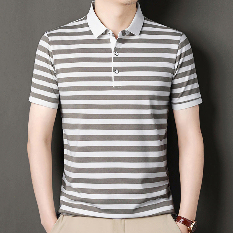 Striped Short-sleeved T-shirt Men's Young And Middle-aged Business