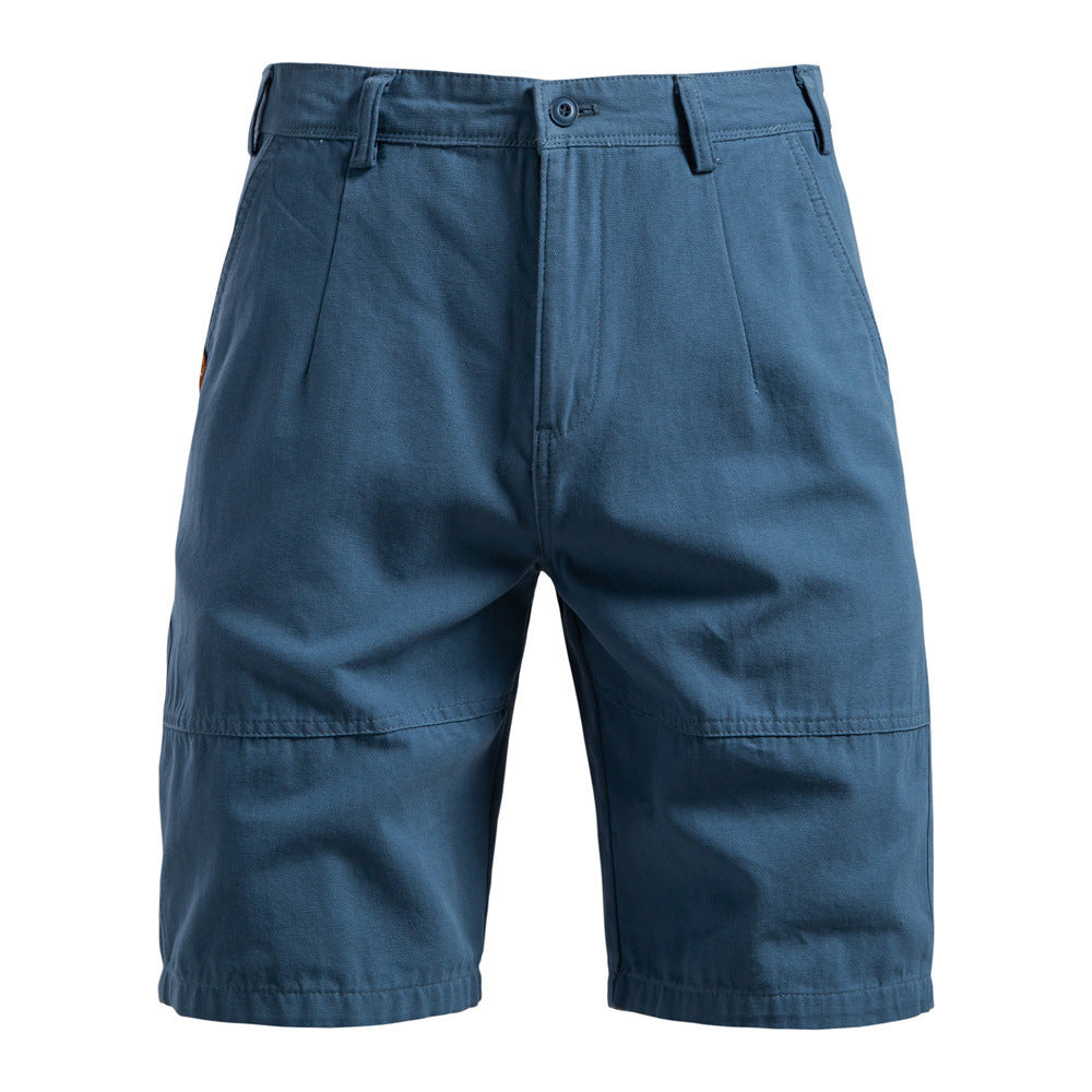 Straight Five-point Pure Color All-matching Workwear Shorts Men