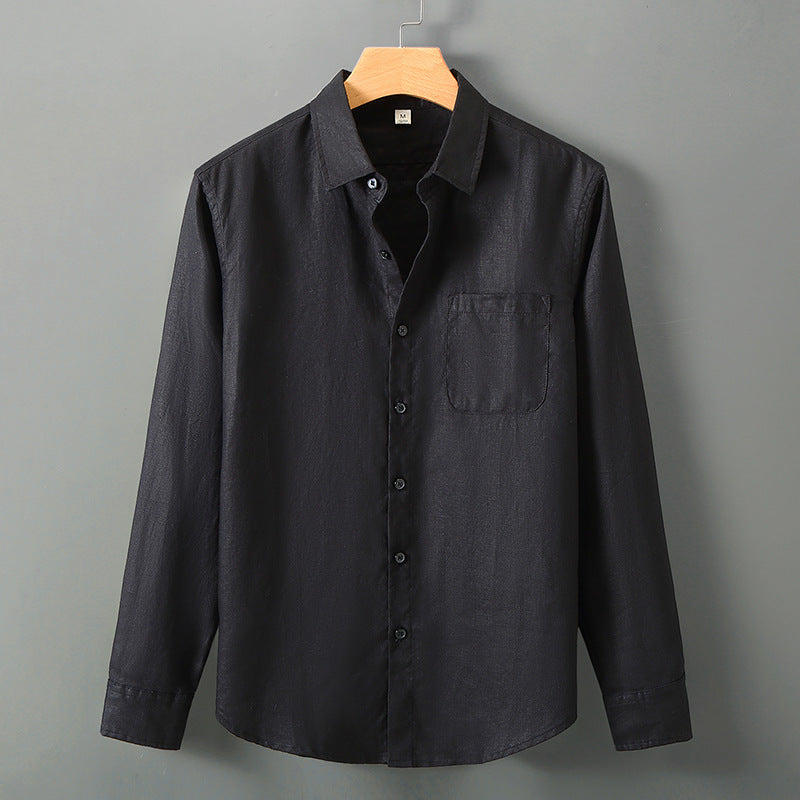 Linen Shirt Men's Long Sleeve Loose Thin Casual