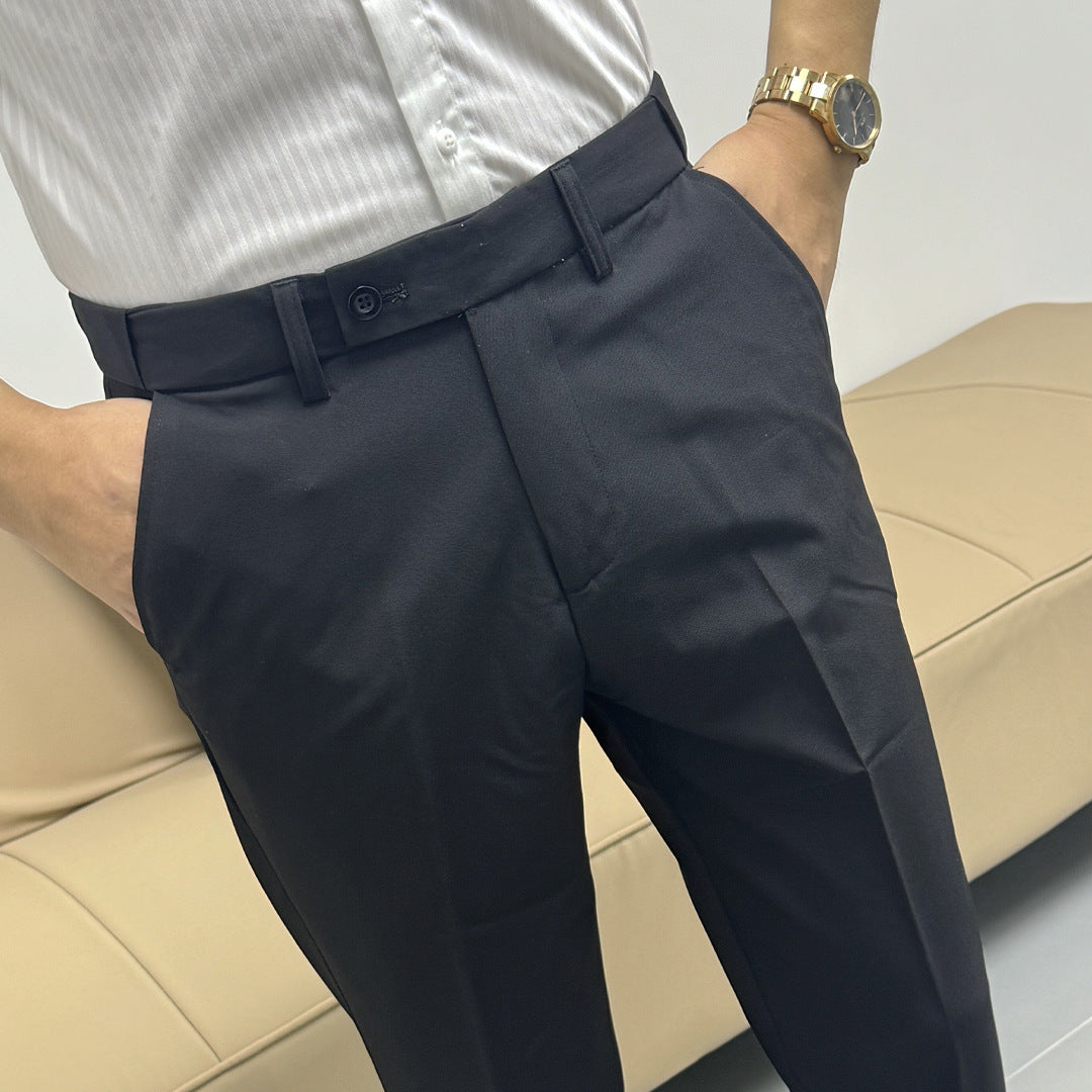 Summer Thin Invisible Elastic Waist Suit Pants For Men