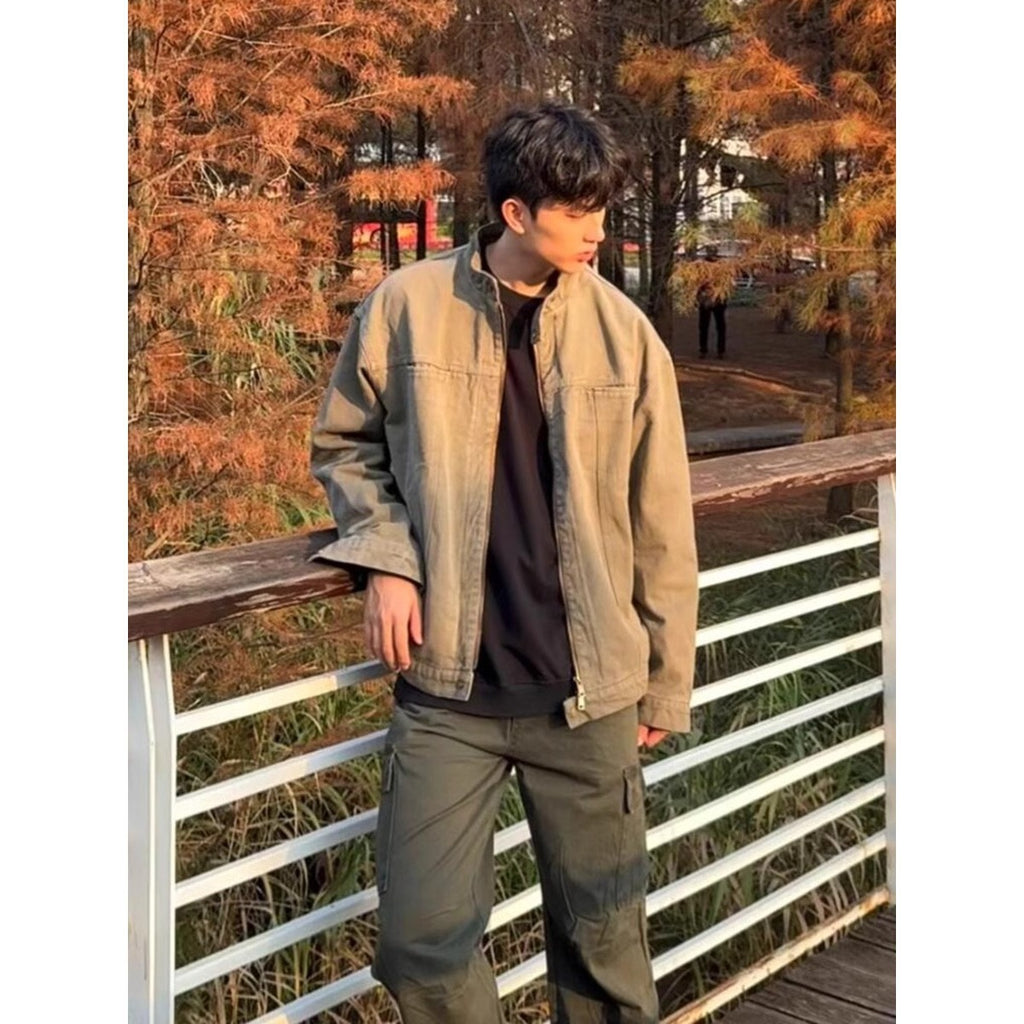 Stand Collar Overalls Jacket Men's Spring Fashion Brand Loose Leisure All-matching Jacket