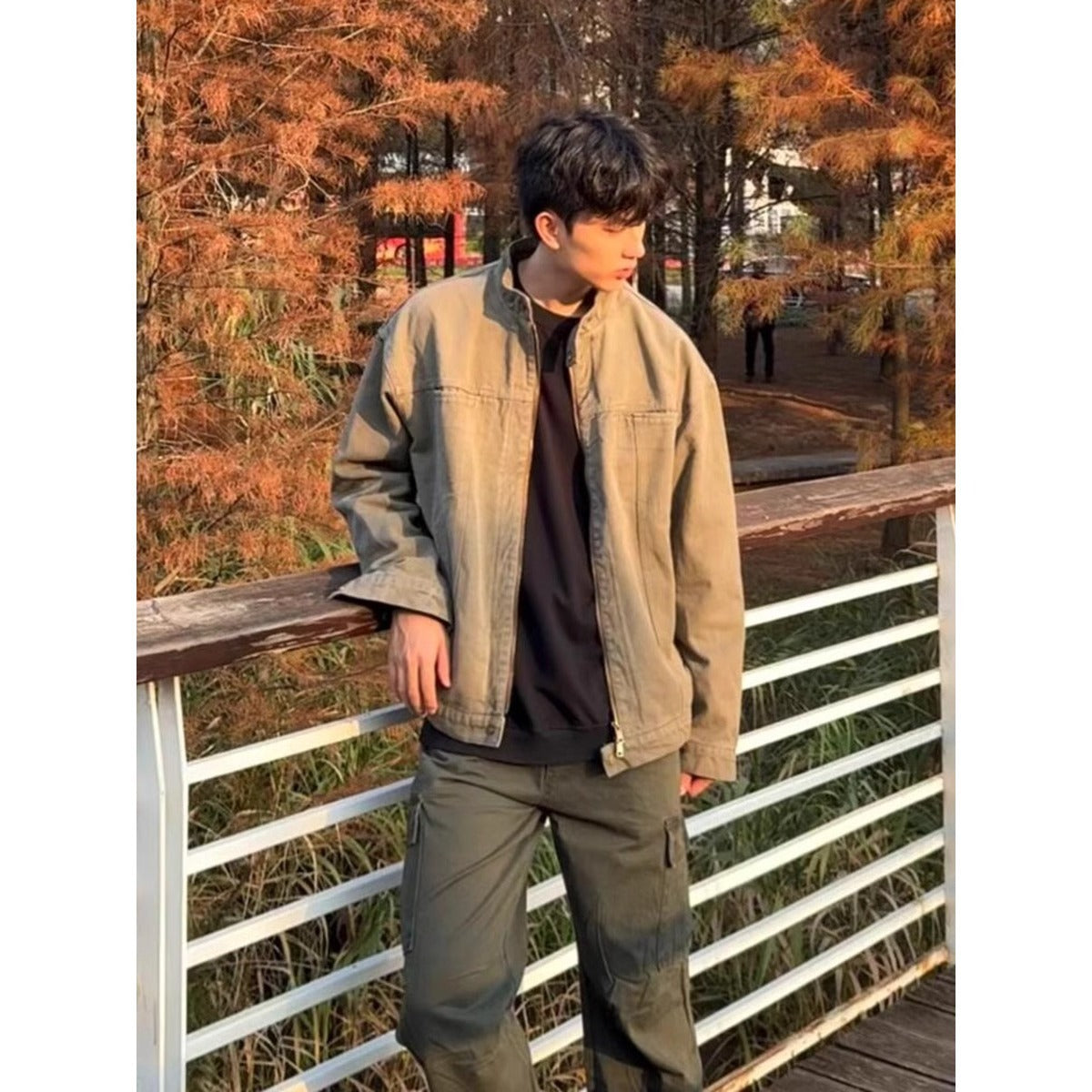 Stand Collar Overalls Jacket Men's Spring Fashion Brand Loose Leisure All-matching Jacket