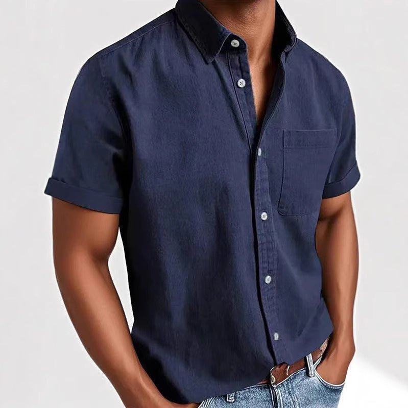 Single-breasted Shirt Men's Short Sleeve