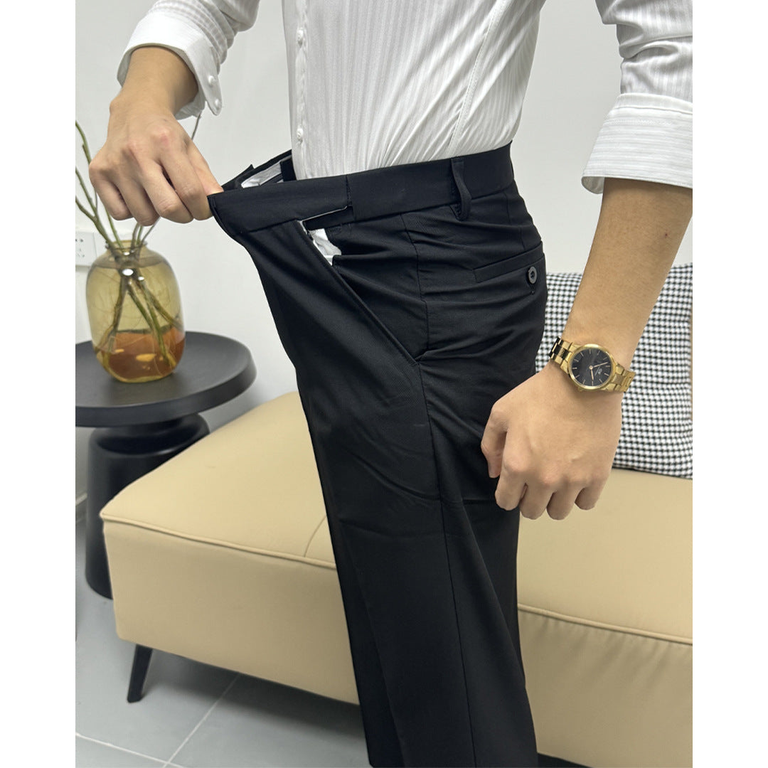 Summer Thin Invisible Elastic Waist Suit Pants For Men