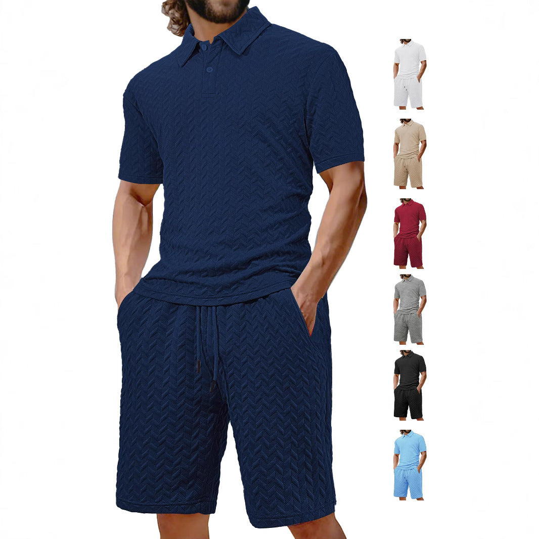 Summer Lapels Casual Short Sleeve Men's Shirt Suit