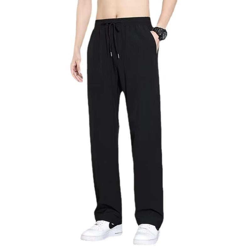 Straight Draping Effect Elastic Waist Quick-drying Casual Pants