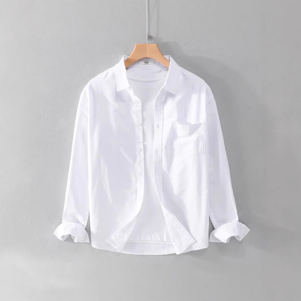 Solid Color Shirt Boys Coat Spring And Autumn Long Sleeve White Autumn Top