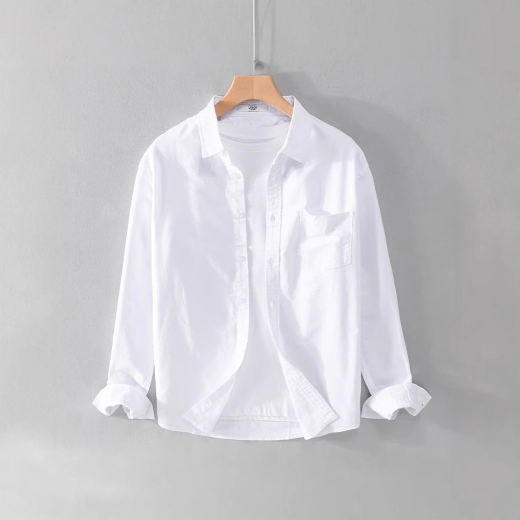 Solid Color Shirt Boys Coat Spring And Autumn Long Sleeve White Autumn Top