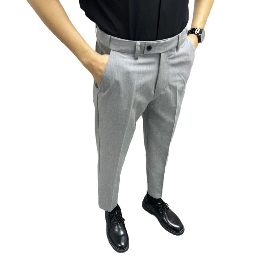 Summer Thin Invisible Elastic Waist Suit Pants For Men