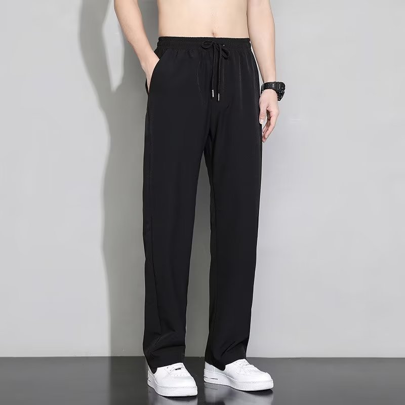 Straight Draping Effect Elastic Waist Quick-drying Casual Pants