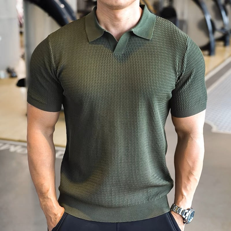 Men's Button Henry Collar Sports Polo Shirt