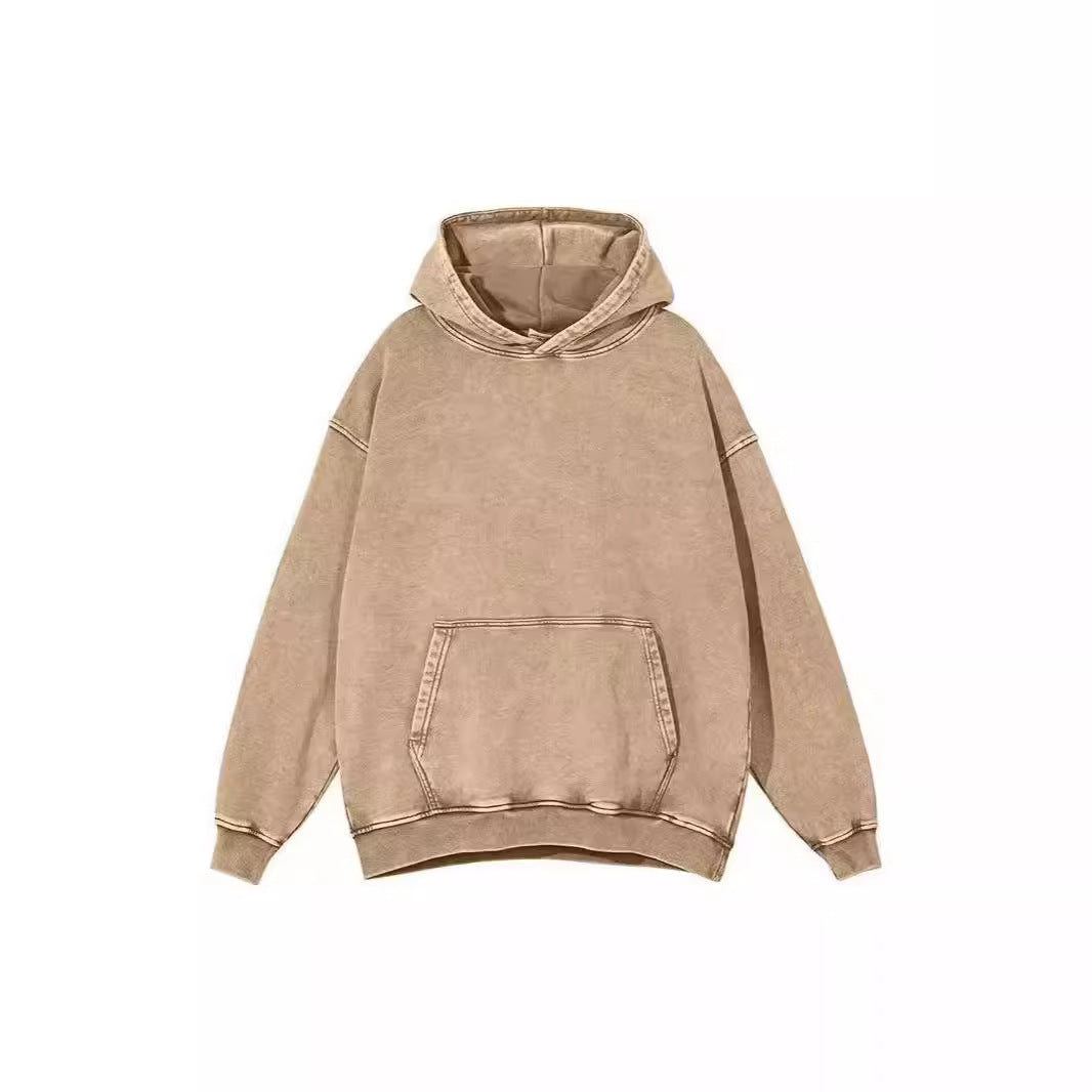 Retro Washed Sweater Loose Men's Collarless