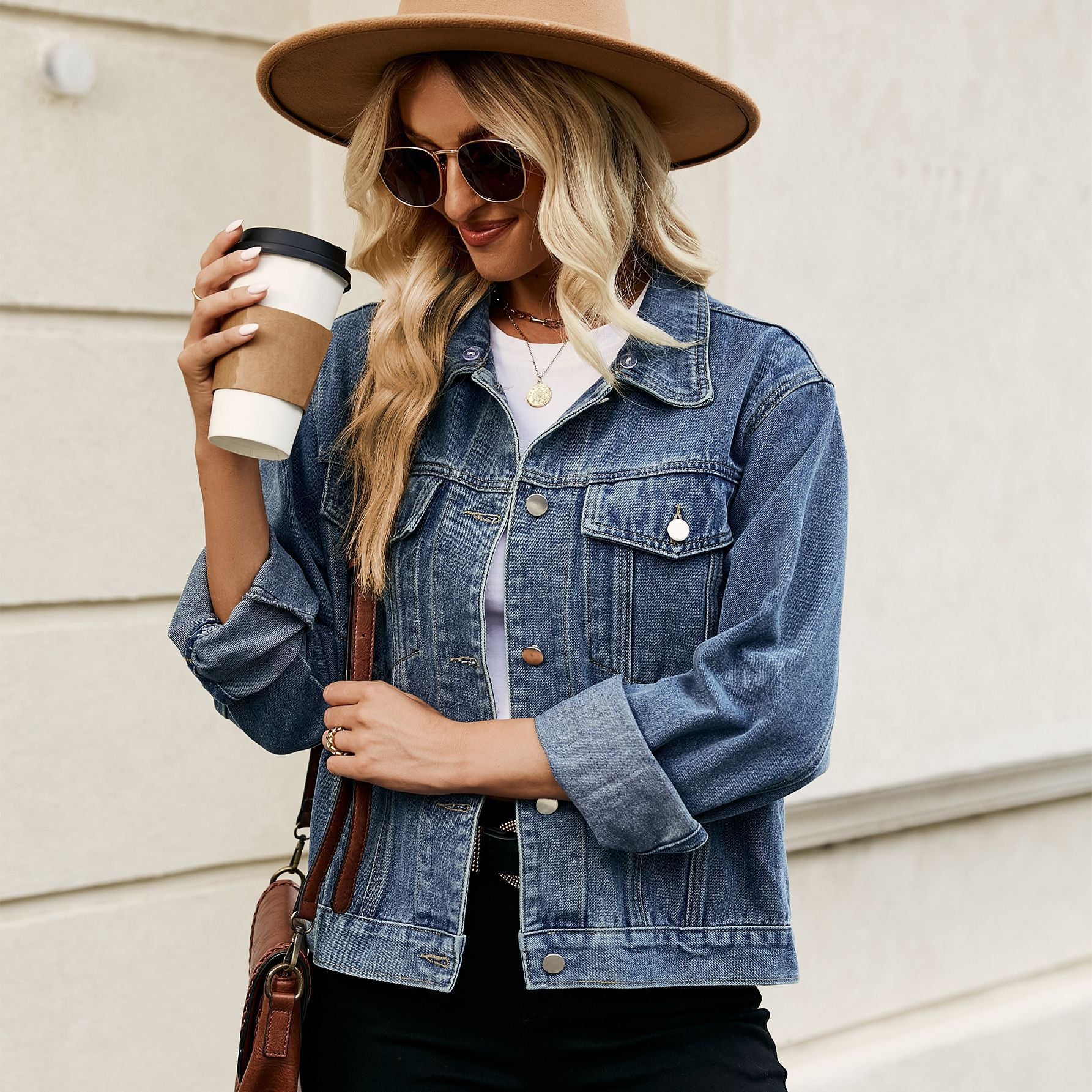 Women's Slim Fit Washed Short Denim Jacket Jacket Top