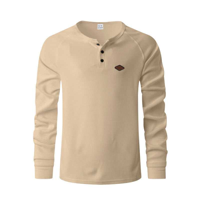 Waffle Buckle Quick-drying Raglan Henry Long Sleeve