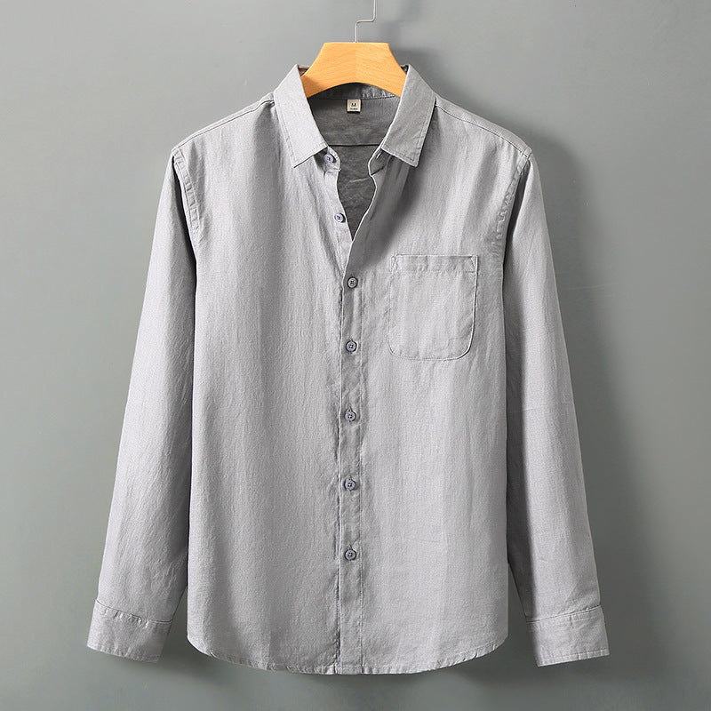 Linen Shirt Men's Long Sleeve Loose Thin Casual