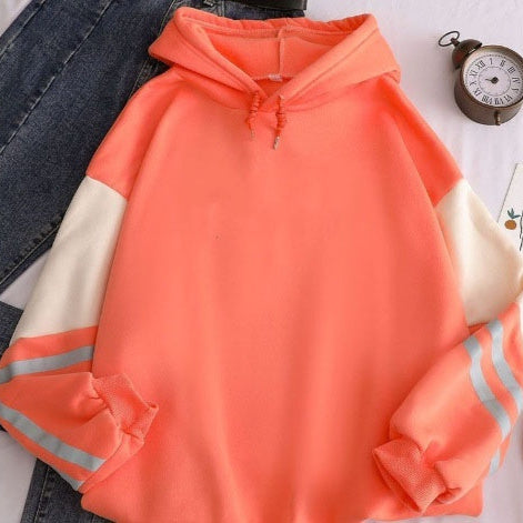 White Version Stitching Loose Casual Fleece-lined Cross-border Hoodie