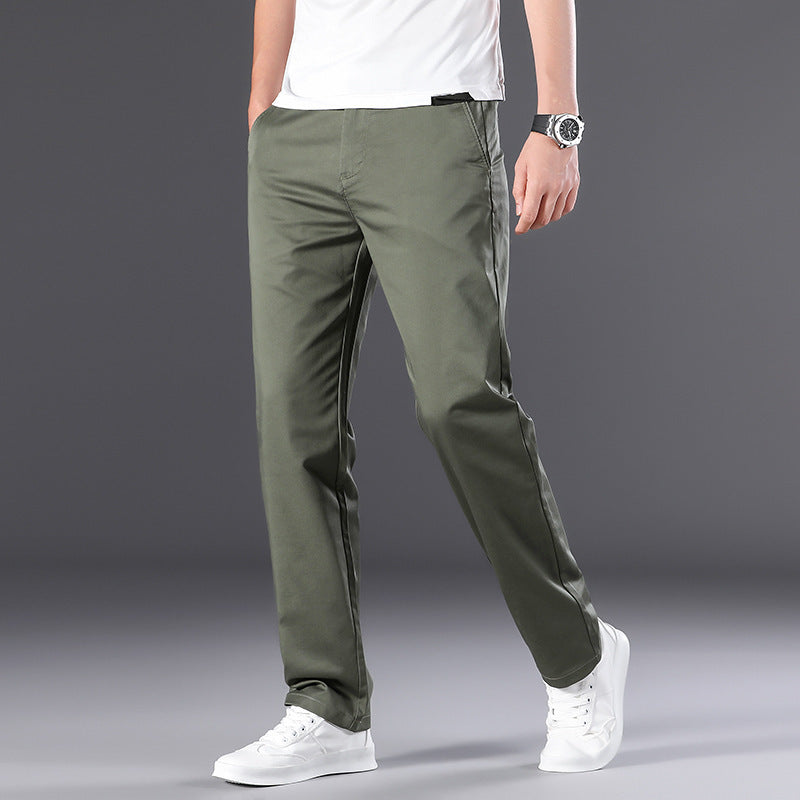Summer Business Straight Men's High Waist Plus Size Loose Thin Trousers Breathable
