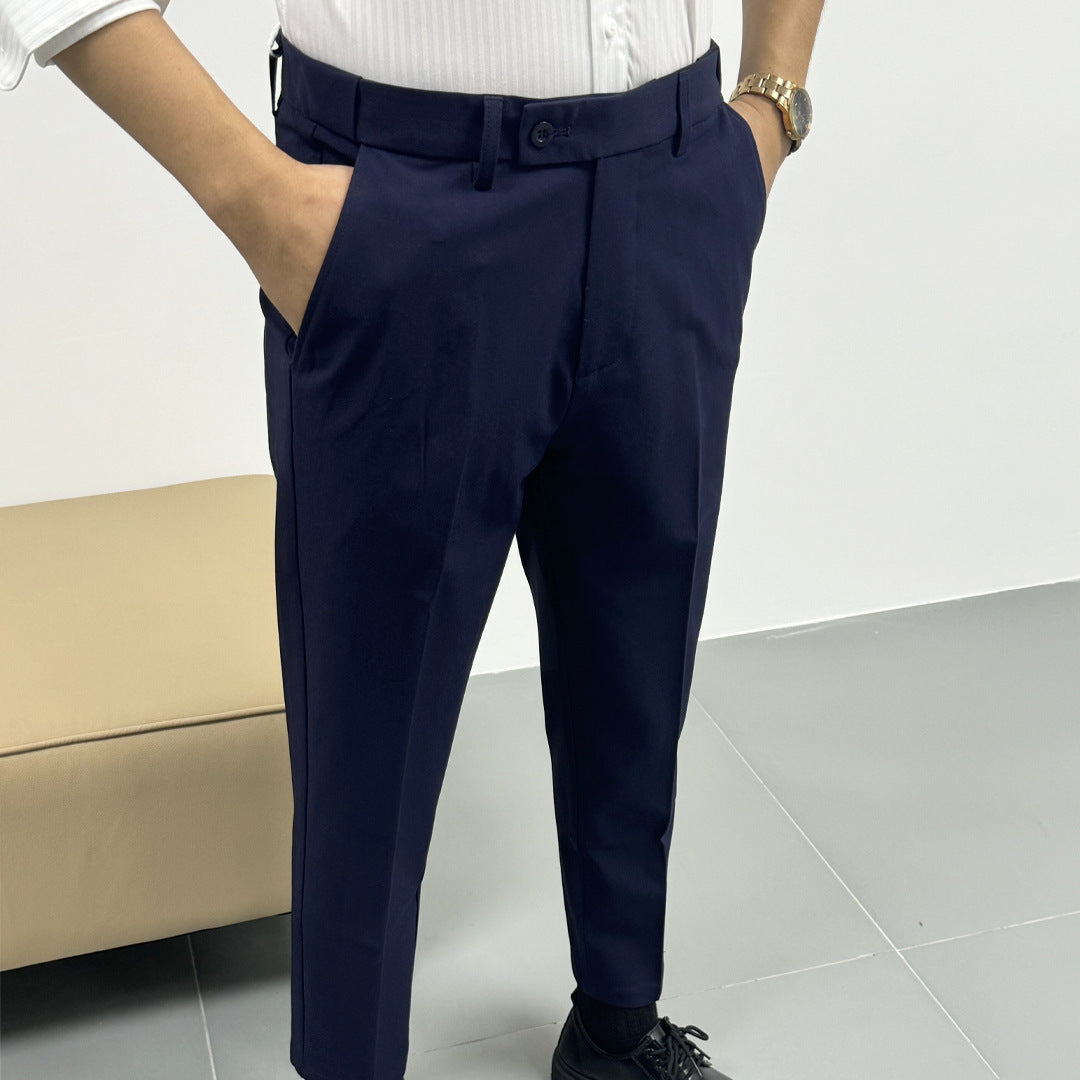 Summer Thin Invisible Elastic Waist Suit Pants For Men