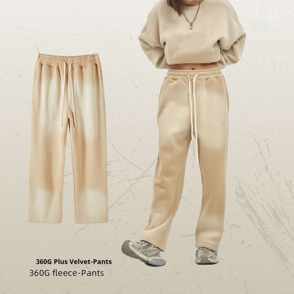 Spray Dyed Distressed Men's Trousers Bright White Washed And Worn Casual Pants