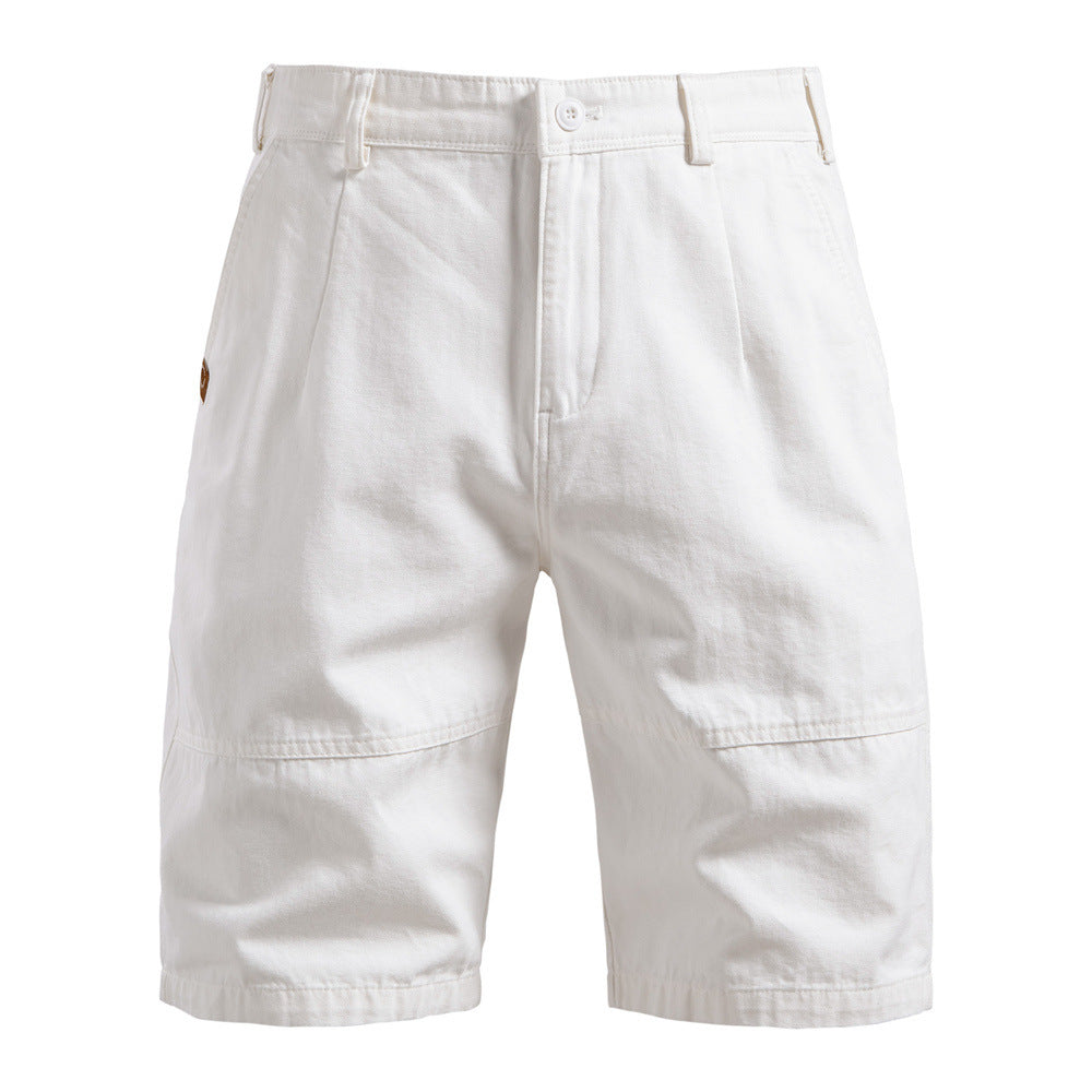 Straight Five-point Pure Color All-matching Workwear Shorts Men