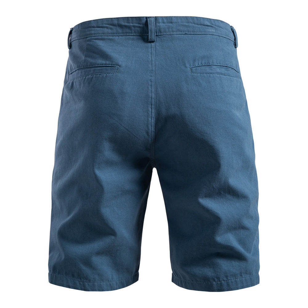 Straight Five-point Pure Color All-matching Workwear Shorts Men