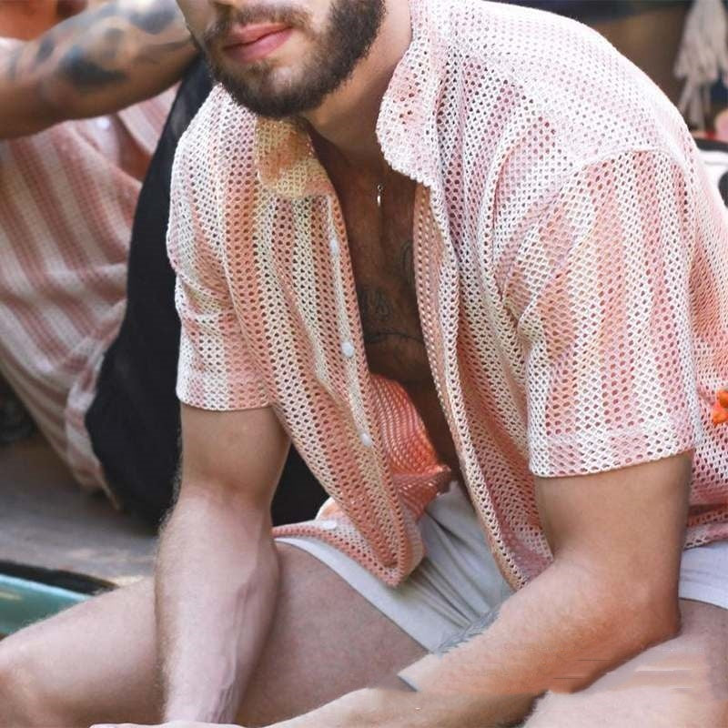 Summer Waffle Cool Men's Shirt Hole