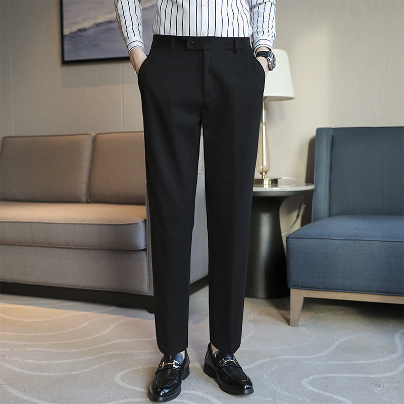 Straight Retro Brown Elastic Slim Fit Brown Casual Pants