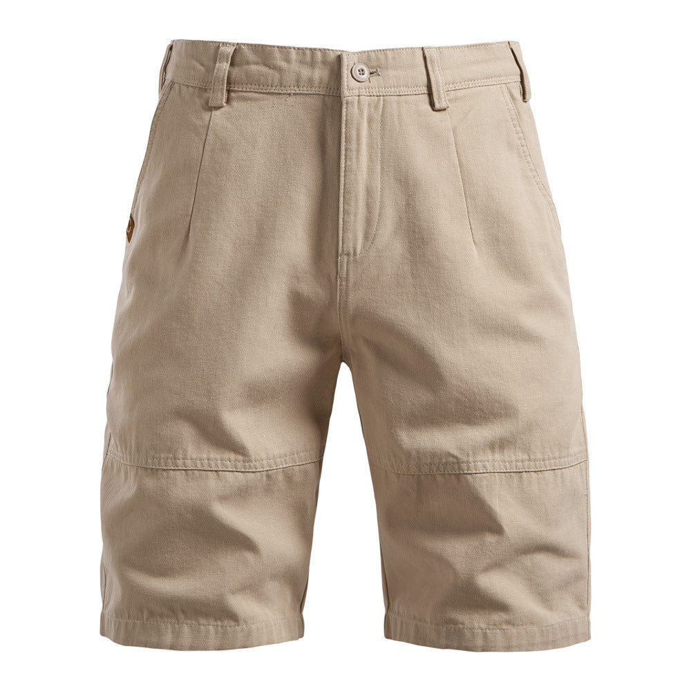 Straight Five-point Pure Color All-matching Workwear Shorts Men