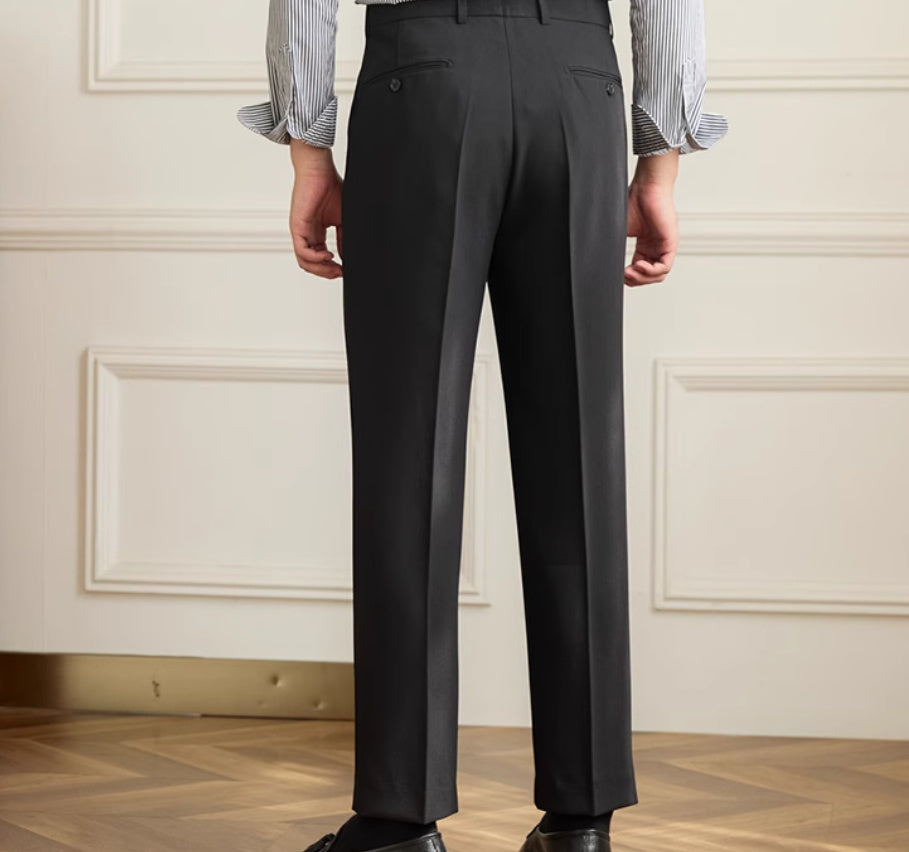 Retro Elastic Waist Non-ironing Naples Mid-high Waist Suit Pants
