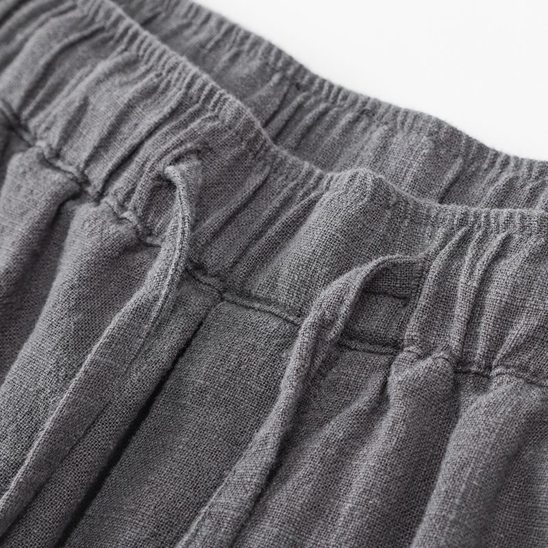 Solid Color Loose Straight Light Cotton Linen Men's Shorts