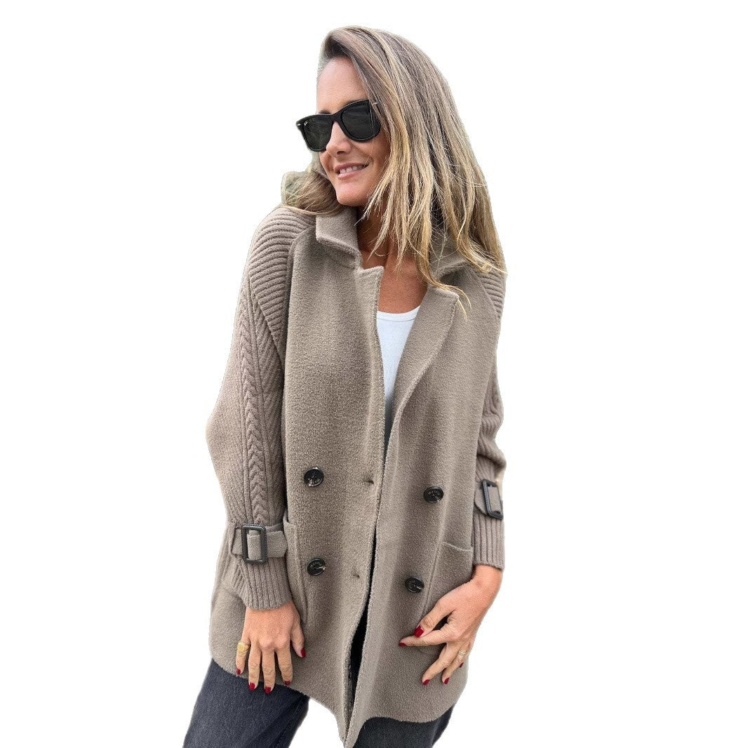 European And American Knitted Double-faced Woolen Goods Mid-length Coat