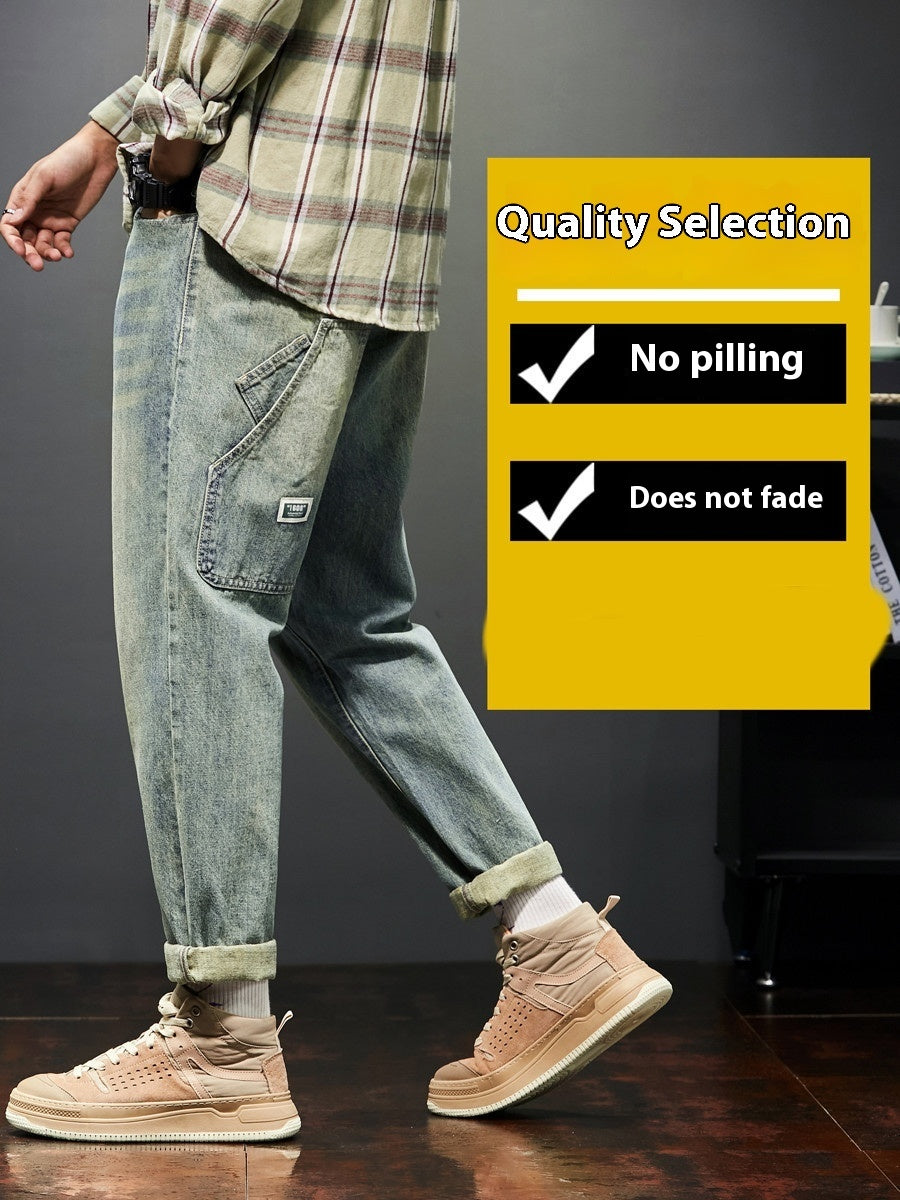 Stretch Retro Yellow Mud Jeans Men Fashion Brands Loose Casual Trousers