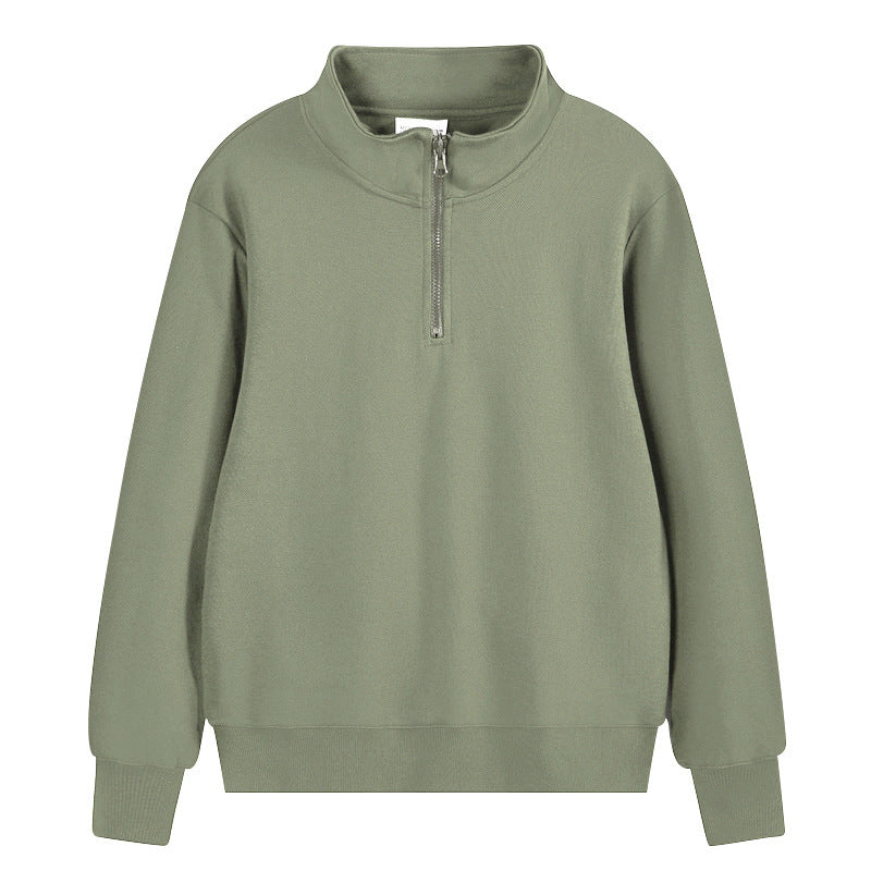 Heavy Pearl Air Layer Semi-access Control Zipped Stand Collar Sports Sweater