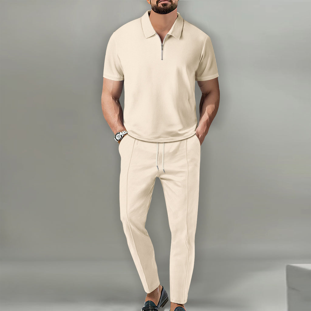 Men's Fashion Personality Solid Color Waffle Lapel Suit