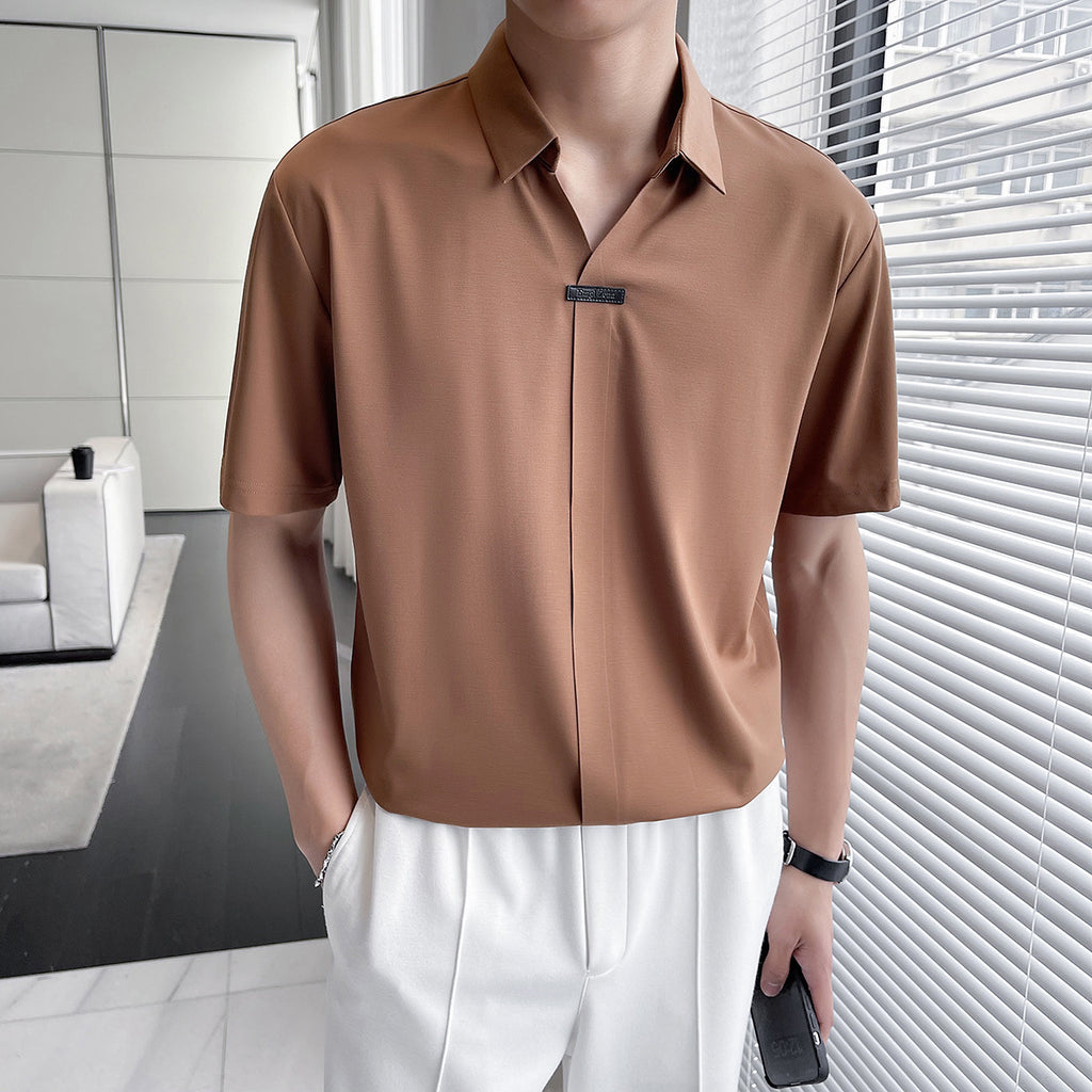 Summer Casual Solid Color Shirt Men's High-grade Thin