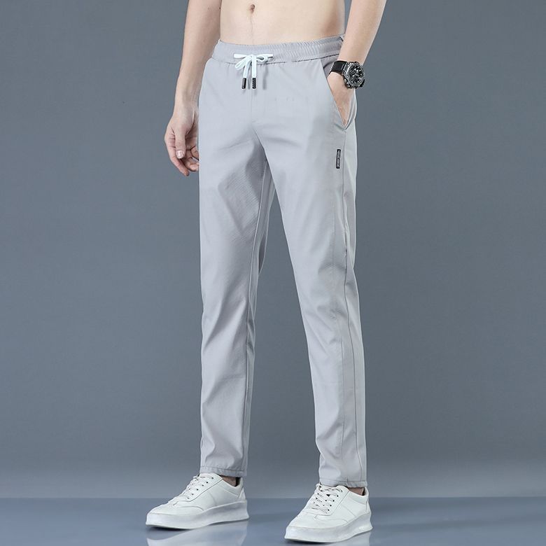 Straight Draping Effect Elastic Waist Quick-drying Casual Pants
