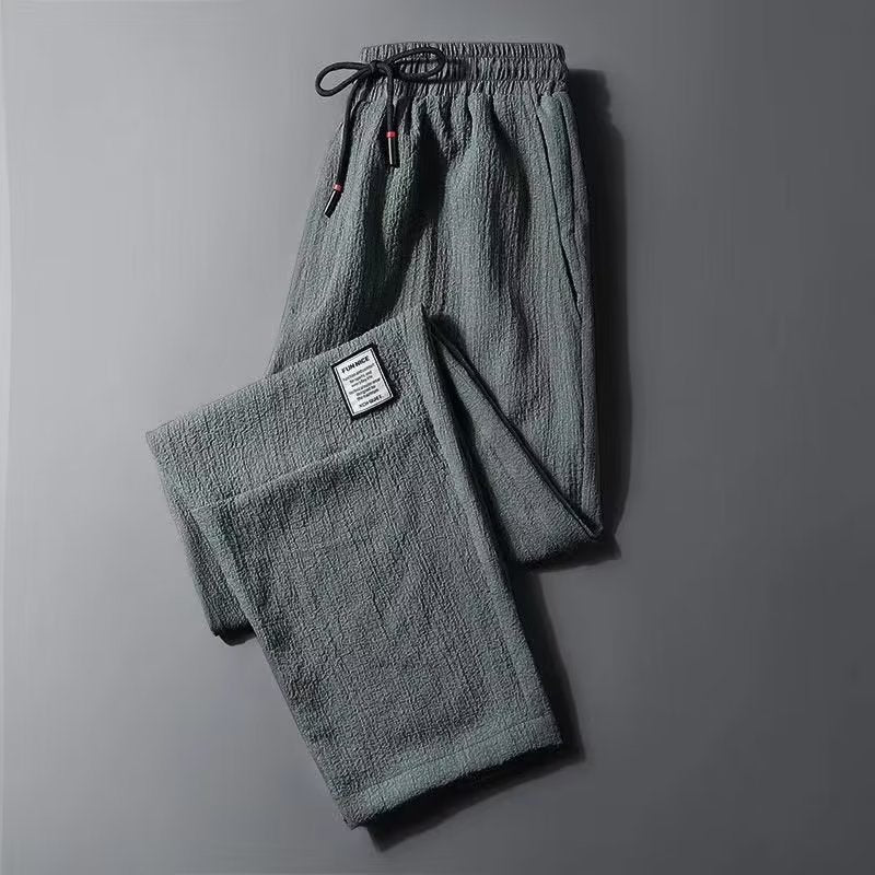 Straight Draping Effect Elastic Waist Quick-drying Casual Pants