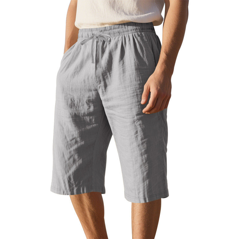 Men's Loose And Simple Solid Color Casual Linen Transparent Shorts