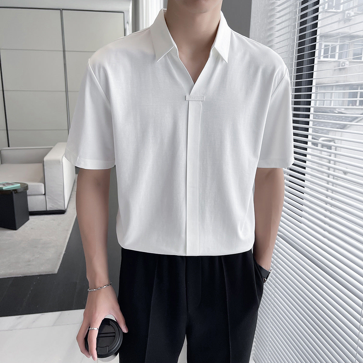Summer Casual Solid Color Shirt Men's High-grade Thin