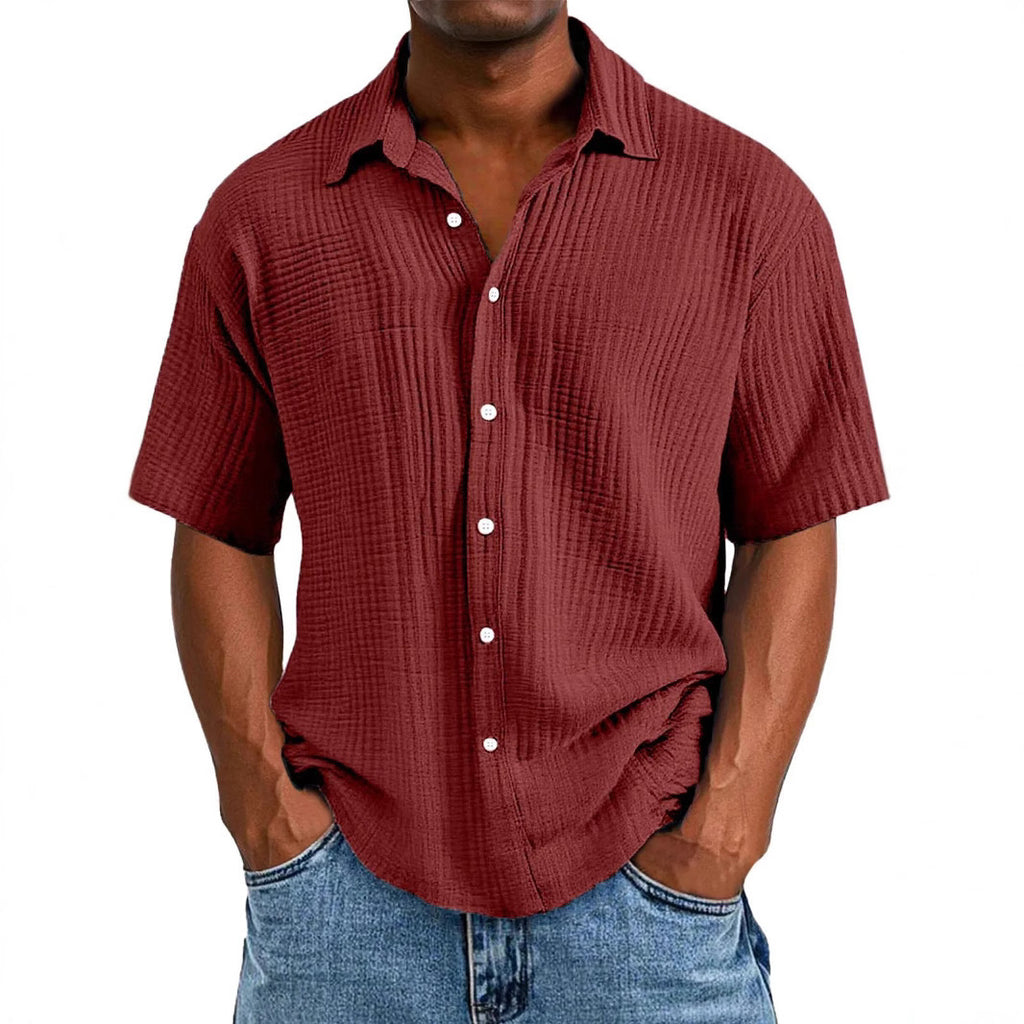 Spring And Summer Men's Short-sleeve Lapel Shirt Double Layer Champray