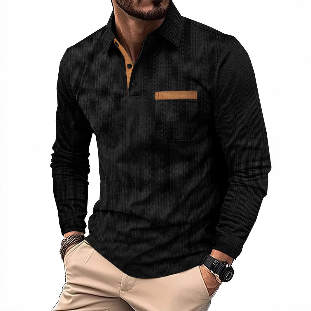 Sports Long Sleeve Lapel Men's Polo Shirt