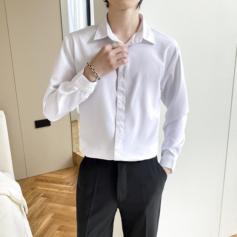 Shirt Men's Wine Red Long Sleeve Slim Fit Business