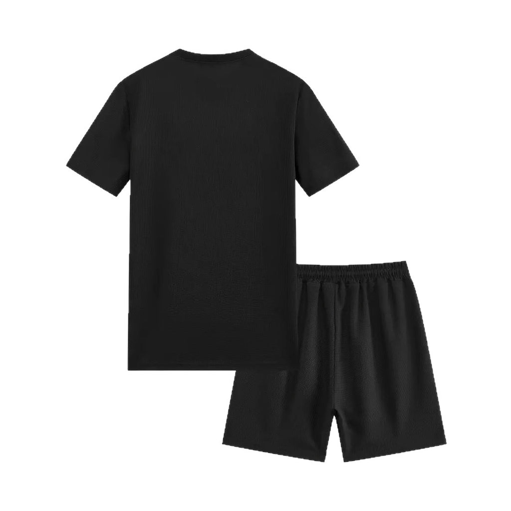 Waffle Texture Short Sleeve Blouse And Pants Men's Summer