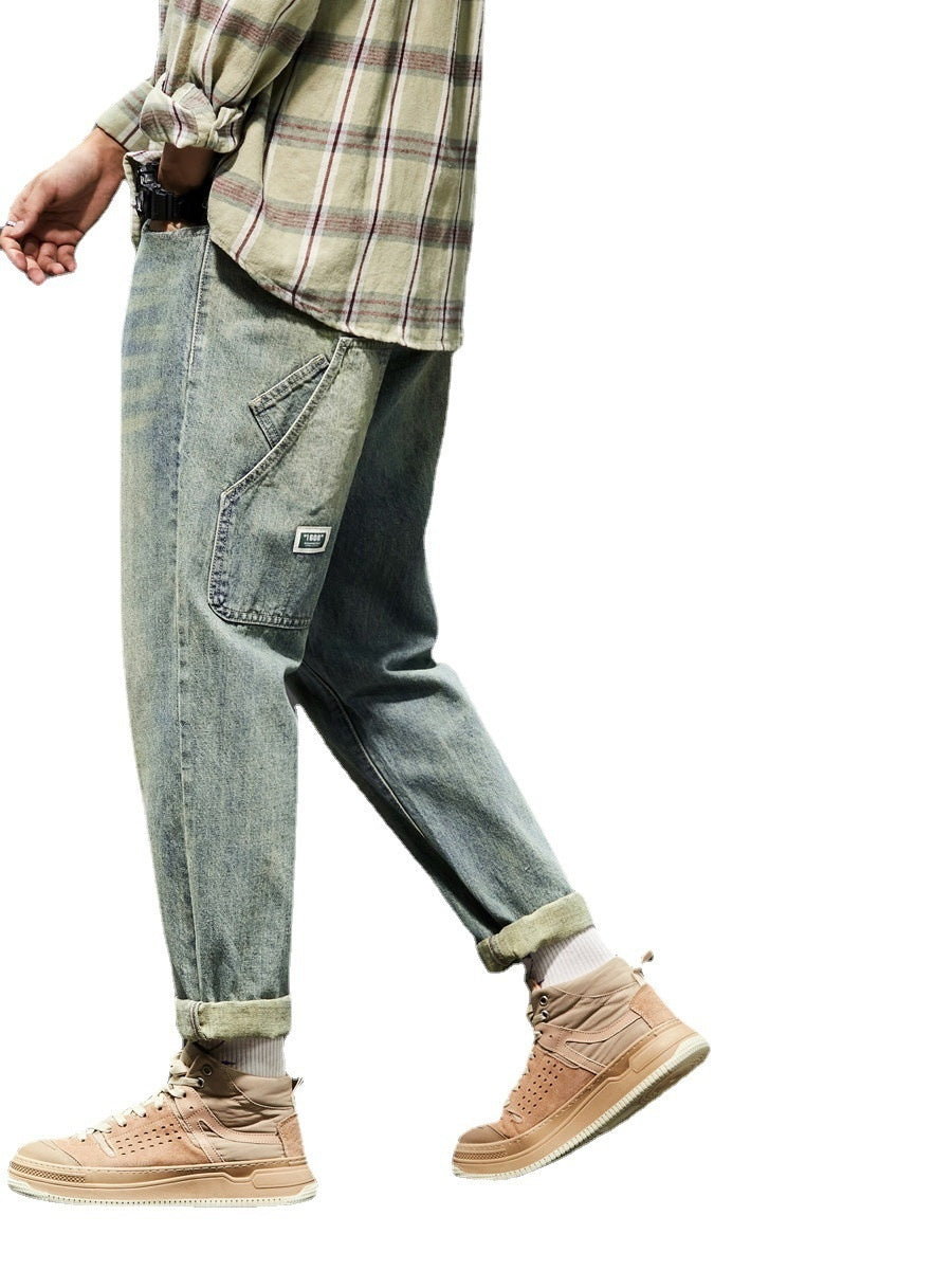 Stretch Retro Yellow Mud Jeans Men Fashion Brands Loose Casual Trousers